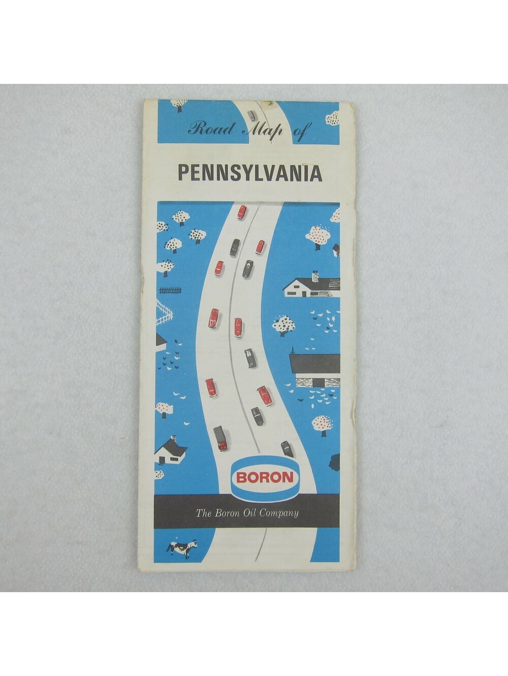 Vintage 1976 Boron Oil Gas Pennsylvania Road Map Pittsburg Philadelphia Metros